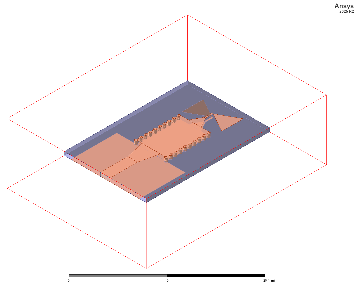 The 28 GHz SIW-fed bow-tie antenna in HFSS