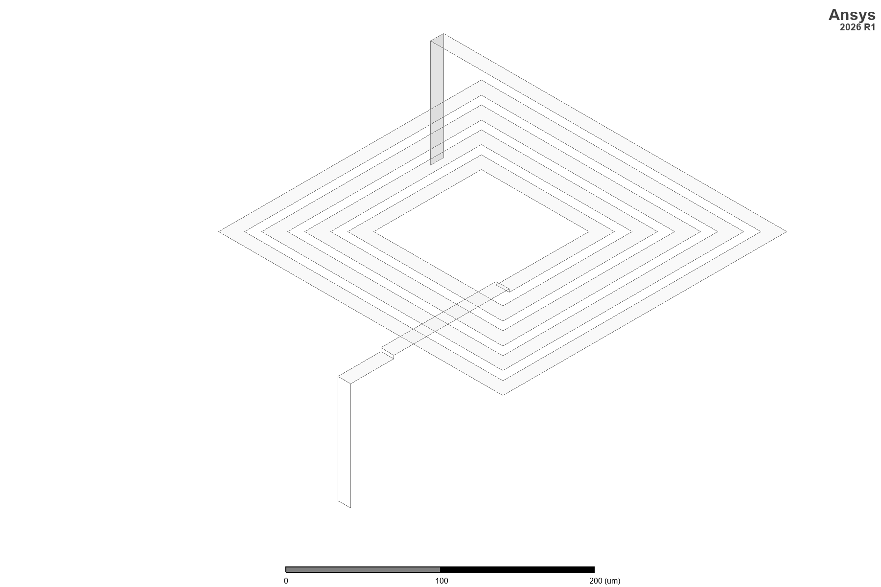 The parametric air-bridge spiral in HFSS