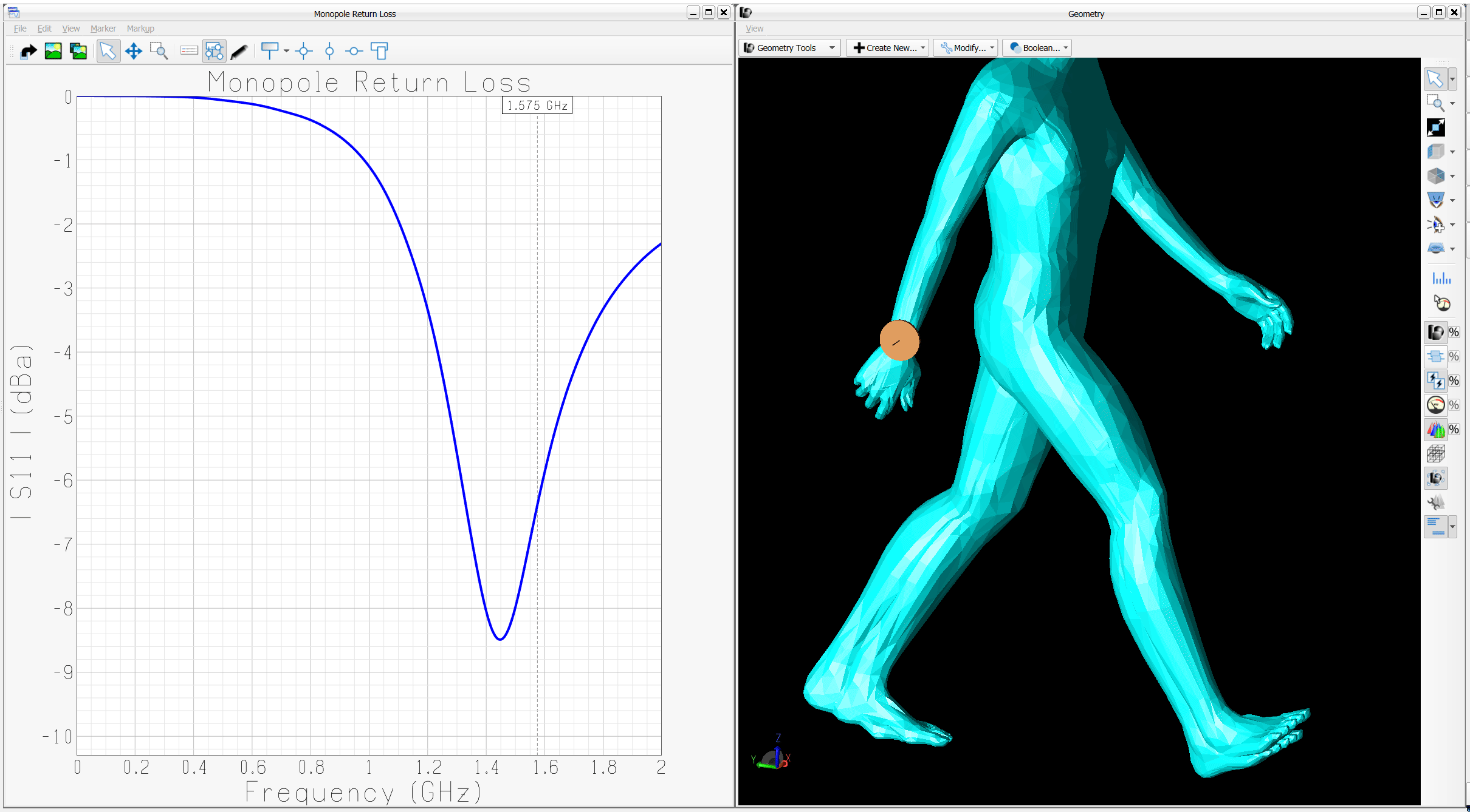 Example of man walking with monopole on wrist